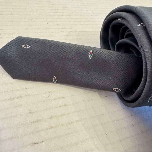 Christian DIOR Neck Tie Striped Gray Diamonds - Picture 4 of 15